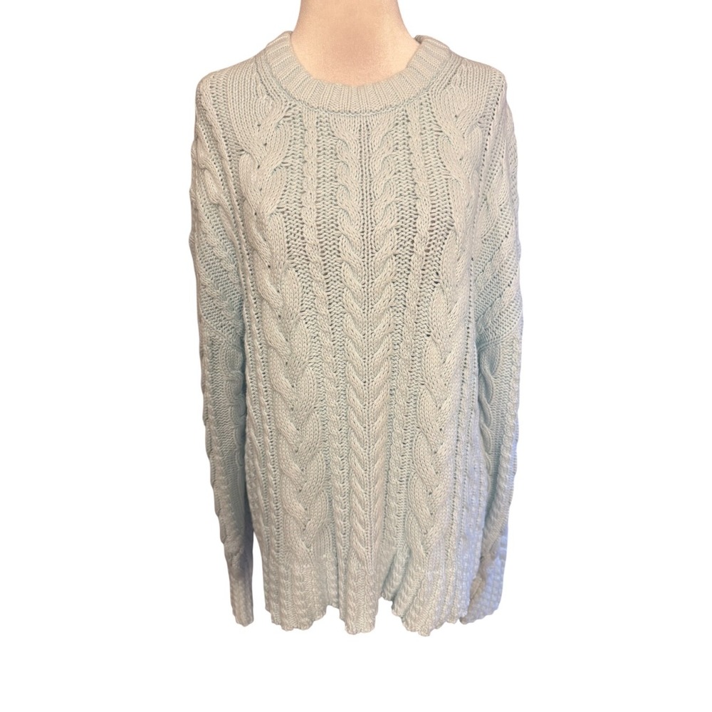 J.Crew Women's Cable Knit Cotton Sweater Midday Skies Blue CN860 Size L NEW